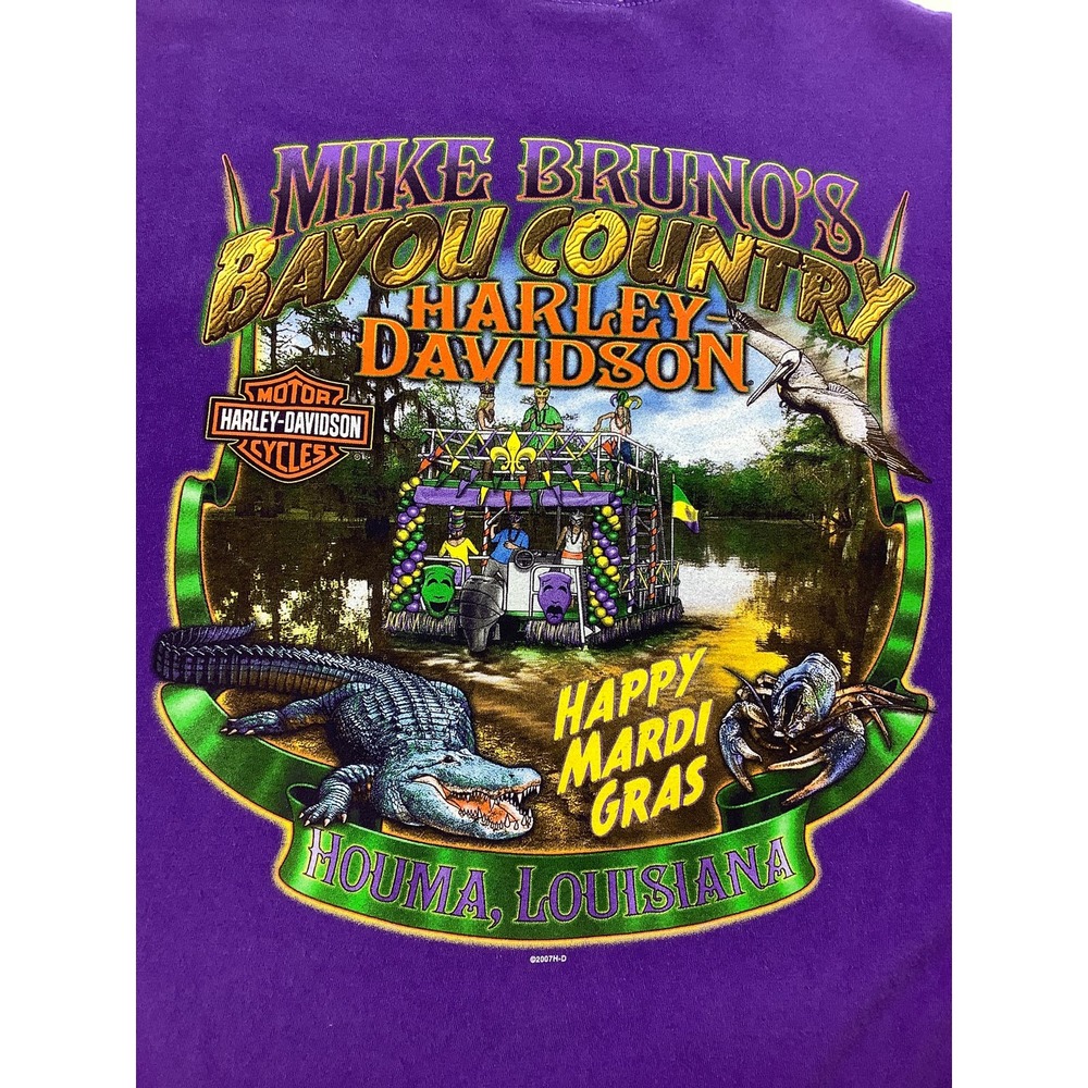 Harley Davidson Mardi Gras Bayou Country 2007 SL T-Shirt women SZ M - Picture 2 of 12